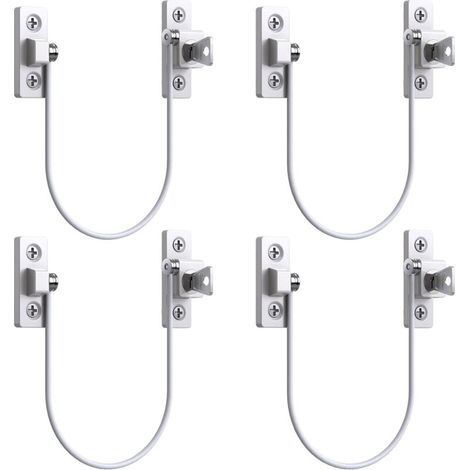 4pcs Entrebâilleur Fenêtre Porte Restricteur de Porte de Fenêtre Verrou Fenetre UPVC Verrouillage de Limite Verrou de Sécurité Câble Serrure de Limite Avec Clé et Vis (1/5)