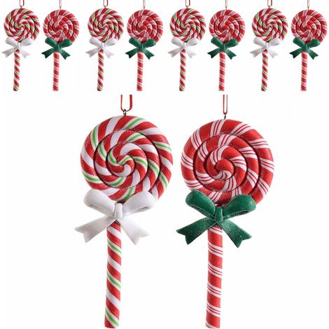 Set 24 Decorazioni Natalizie da Appendere a Forma di Lecca Lecca -Addobbi Albero (1/3)
