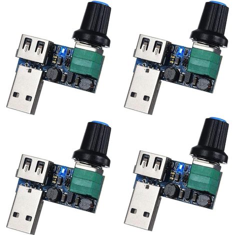 4 PC USB Contrôleur de vitesse de ventilateur DC 5V Mini Contrôleur de vitesse de ventilateur USB DC 5V-12V à 2,5 - 7,5 V USB avec vitesse de commutateur
