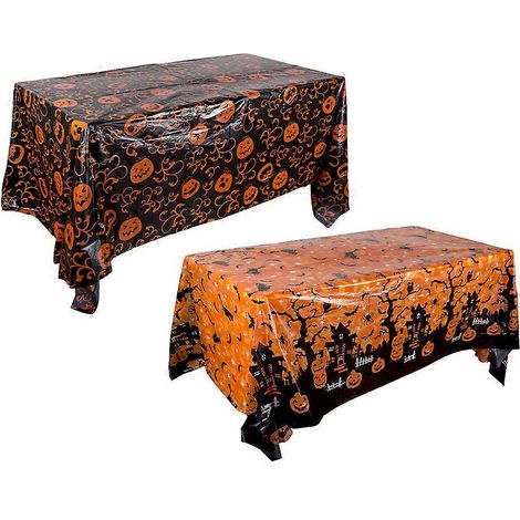 Nappe citrouille d'Halloween pour décoration (2 pièces) - Décoration de table pour fête à la maison (1/5)