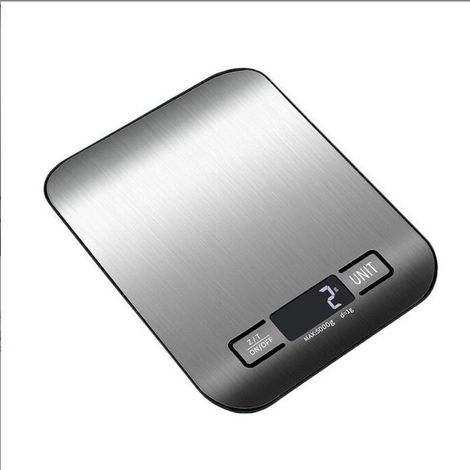 Balance de cuisine numérique, balance professionnelle numérique 5 kg - mesure précise jusqu'à 1 g (argent) (1/5)