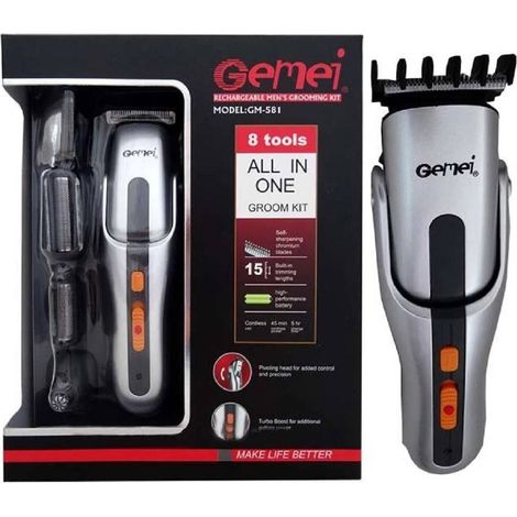 Trade Shop - 8-in-1-Haarschneider mit Akku, kabelloser Trimmer, Herrenrasierer-Set GM-581 - (1/5)