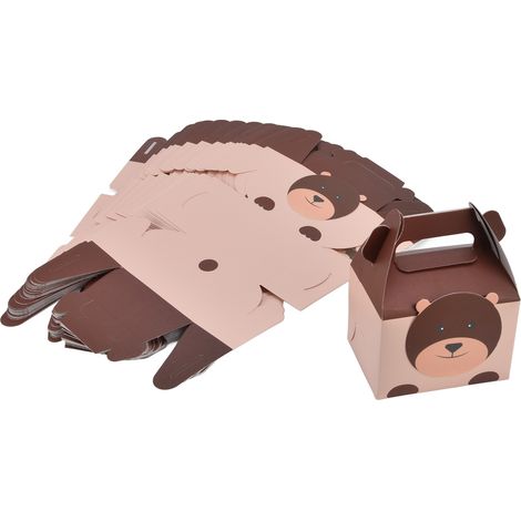 50pcs Boîtes à Bonbons Animaux, Boîtes à Biscuits Portables, Cartons Animaux Faits Main pour Fête Enfants Ours (1/5)
