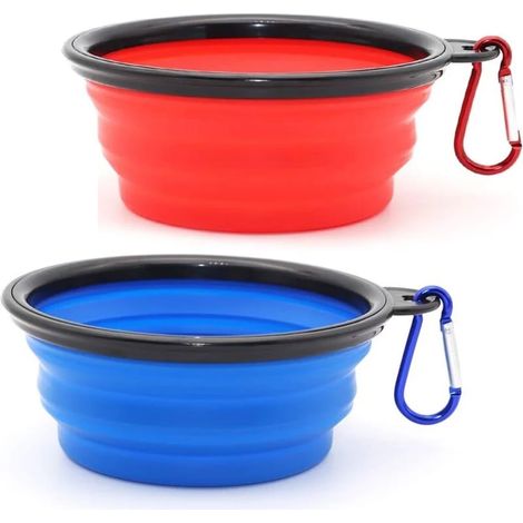 2 Pieces (350ml, Blue and Red) Portable Dog Bowl Collapsible Dog Bowl, Travel Dog Bowls and Cat Bowls (1/3)