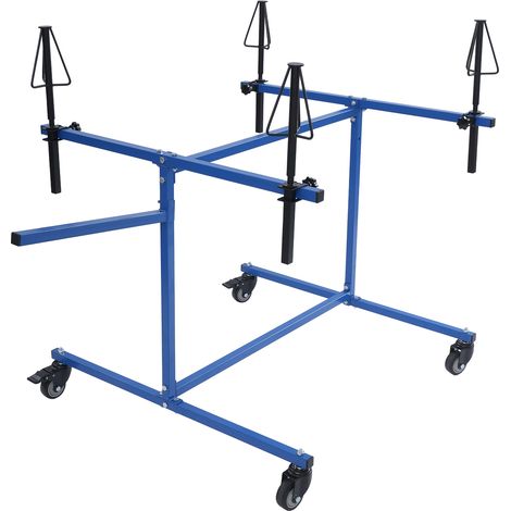 Support de peinture pour jantes - Pivotant à 360° - Réglable en hauteur - Pour pièces de voiture - 4 jantes - Support de peinture sur roues - Support de peinture - Bleu (1/5)