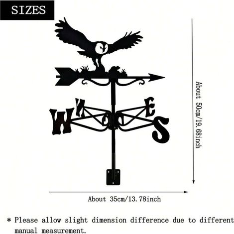 Rustikale Wetterfahne aus Metall mit Adler- und Mausmotiv, Außendekoration für Gartendach, Hof, Bauernhof (1/4)