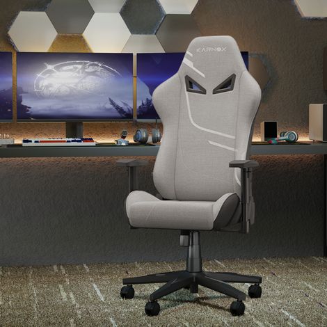 Silla gaming ergonómica reclinable tela gris OKMYHOME (1/3)