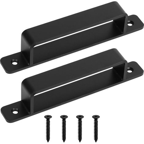 Poignée de Porte Coulissante - Lot de 2 - Fonte Noire - Design Ergonomique - Intérieur Extérieur Garage - 186 mm (1/5)