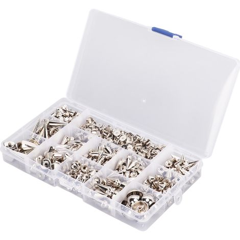 Kit de 270 rivets punk en zinc, 12 modèles pour ceintures et sacs en cuir, finition résistante et sans bavures. (1/5)