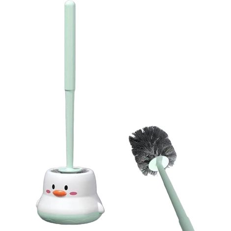 Kit Brosse De Toilettes Et Support,Brosse WC avec Support - Nettoyeur d'Angles Morts Non Rayant Outils de Nettoyage Ménager pour Salle de Bain d'Hôtel et Camping-Car (1/5)