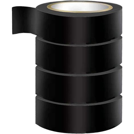 Feuerhemmendes und wasserdichtes PVC-Isolierband, hitzebeständig, zur Reparatur von Kfz-Kabeln und -Leitungen, 25 mm x 20 m, 4er-Packung, schwarz