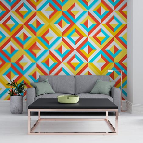 Papier Peint Géométrique - Losanges Colorés - 150 x 250 cm (1/2)
