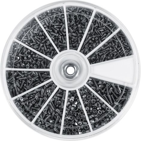 Jeffergarden 600 pièces 12 sortes de petites vis écrous Kit d'assortiment M1 M1.2 M1.4 M1.6 pour montres lunettes (1/5)