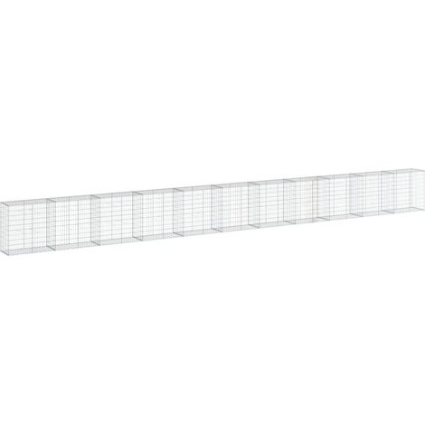 Gabbione recinto a gabbia muro di contenimento con coperchio 1100 x 50 x 100 cm ferro zincato argento 020040125
