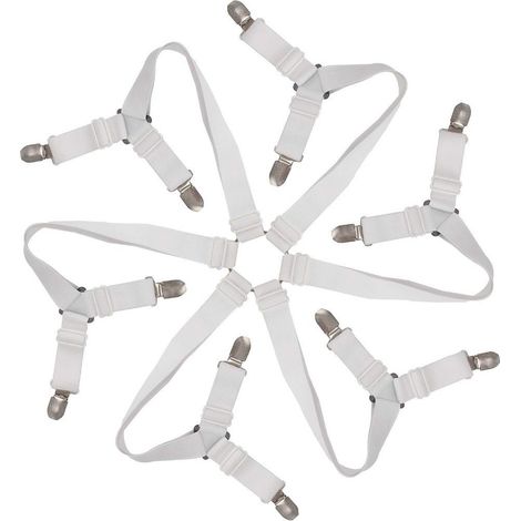 Drap Housse Drap Attaches Réglable 6 Côtés, Feuilles de Literie Bretelles, Convient pour Tous les Matelas Ronds et Carrés-Toweter (3 Voies Blanc)