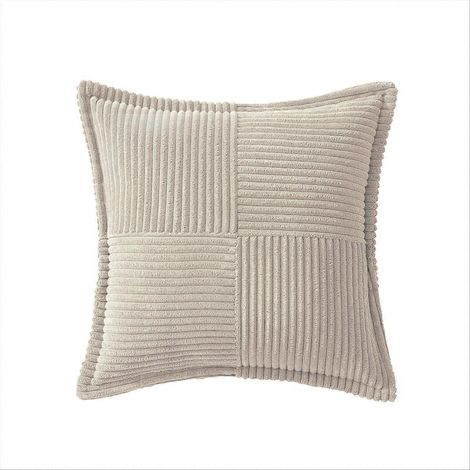 Corduroy oreiller housses avec Splicing doux Couch oreiller housses Beige (1/5)