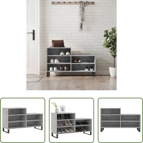 Schuhregal Beton - Schuhregal Betongrau 102x36x60 cm Holzwerkstoff (1/5)