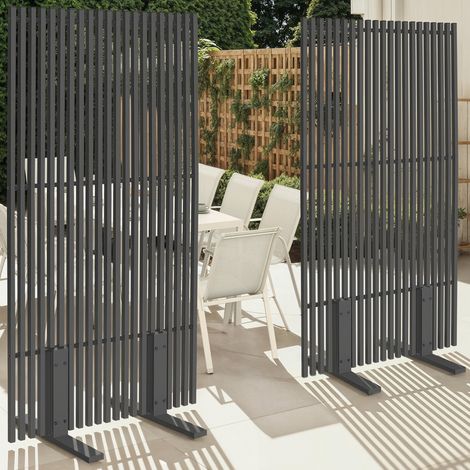 Lote de 2 pantallas exteriores caladas, pantalla decorativa, 80 x 150 cm, metal gris antracita (1/5)