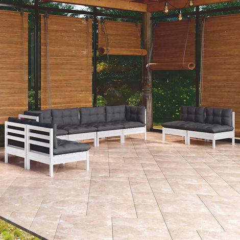 vidaXL Muebles de jardín 8 pzas con cojines madera maciza de pino (1/5)