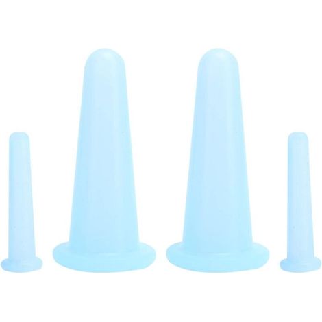 Ensemble de 4 ventouses de massage thérapeutique, pratiques, compactes, légères, souples, flexibles et nettoyables, appareil de massage du visage, bleu (1/5)