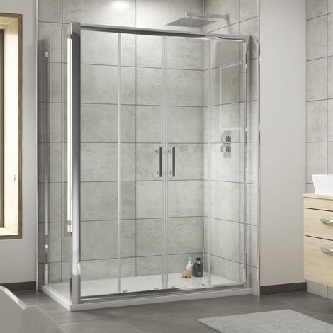 Nuie Pacific Double Sliding Door Rectangular Shower Enclosure 1400mm x 900mm - 6mm Glass (1/4)