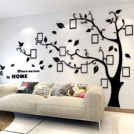 DIY 3D Tree Wall Stickers, Wall Decals, Tree Art Decorations for Living Room, Bedroom (Black Left, L: 175 x 230 cm) (1/5)