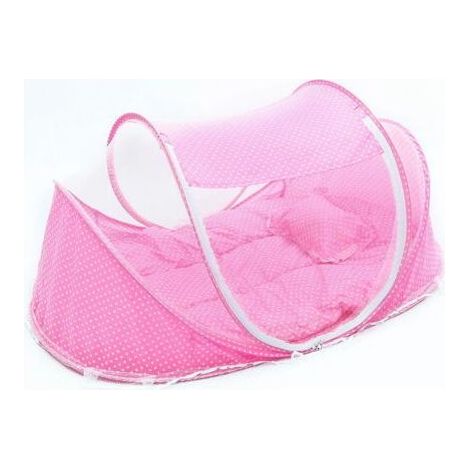 Tente Moustiquaire Bébé pliable avec matelas - Rose (1/5)