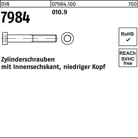 Zylinderschraube DIN 7984 m.Innensechskant M 4 x 20 010.9 (1/2)