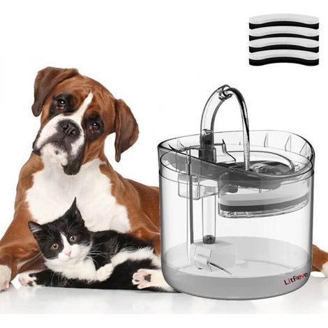 Fontana automatica riciclabile da 1,8 litri per gatti - Dispenser d'acqua silenzioso per cani e gatti (spina europea) (1/5)