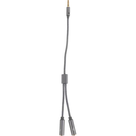 Câble Répartiteur Audio vers Microphone, eur Mâle 3,5 Mm en Nylon Tressé Deux Prises Femelles Casque, Construction Robuste Argenté (1/5)