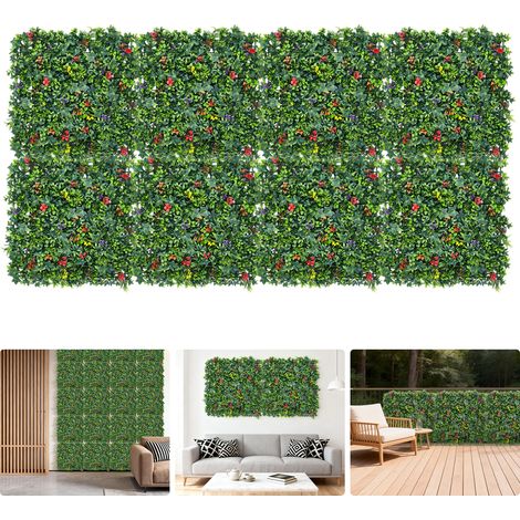 Écran d'intimité jardin en mousse artificielle – Treillis feuillage vert décoratif peinture murale – Idéal pour intérieur et extensionérieur – Installation facile – Lot de 8, 50x50CM (1/5)