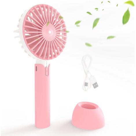 Mini Portable USB Rechargeable Silent Fan, 3 Speeds, 4.5W, 4800RPM, 5V-9V, with Base for Desktop Use, Small Personal Handheld Fan, Removable 2600mAh 18650 Battery. Ideal for Desk, Office, Nightstand