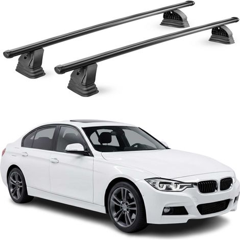 OMAC Stahl Dachträger Querträger BMW 3er F30 Limo 2012-2019 – TÜV / DIN 75302:2019 – Abschließbar – Max. 75 kg – 2 Stangen – Schwarz (1/5)