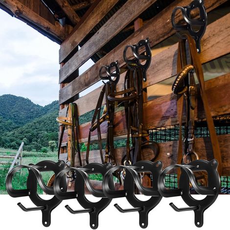 Ensemble de 4 porte-selles — Équipement d'écurie et support pour sellerie — Porte-selle métallique avec tubes et vis (1/5)