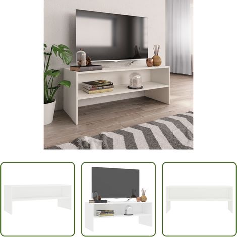 Meuble tv bois - Meuble TV Blanc 100x40x40 cm Bois d’ingénierie (1/5)