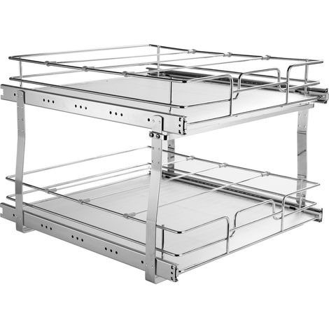 Organisateur de Cabinet à 2 Niveaux 41 cm x 533 cm Rangement Glissant en Acier Chromé pour Cuisine et Salle de Bain (1/5)
