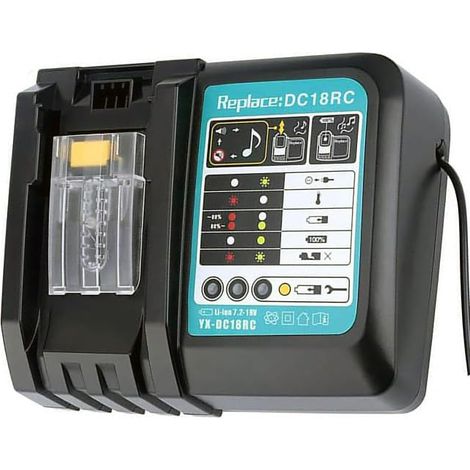 Applicable Remplacement pour Makita BL1860 BL1850 BL1840 BL1830 BL1440 BL1430 BL1415 BL1815 Chargeur de Batterie Lithium-ION 18V [Classe énergétique A+++]