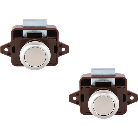 2 x Keyless Furniture Lock Push Button Latch Lock Camping Car Metal Clasp Push Button Lock Cabinet for Cupboards, Campers, Yachts, Drawers, Caravans, Cabinets (1/5)