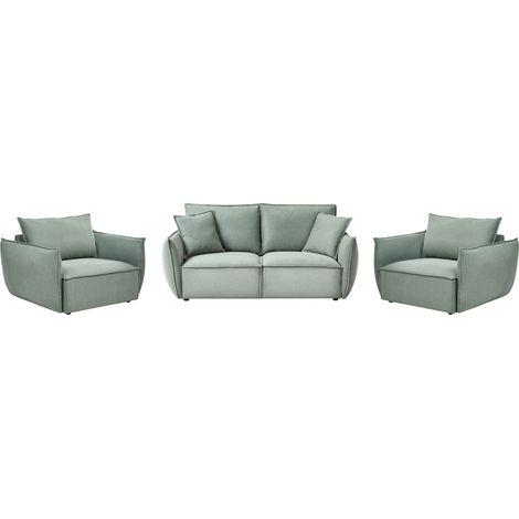 Living Room Set 5 Seater KUNES Fabric Light Green