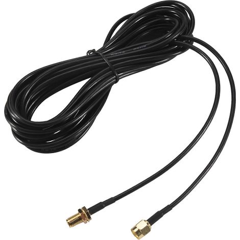 m langes schwarzes RP-SMA-WLAN-Antennen-Verlängerungskabel (Stecker auf Buchse) (1/5)