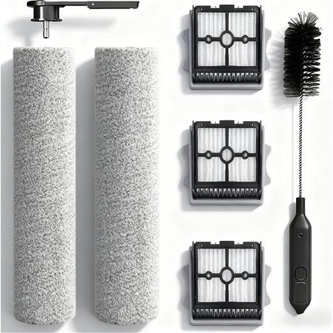 Rouleau Brosse de Rechange pour Tineco Floor One Stretch S6/Switch S6/S7 Stretch Ultra/S6 Stretch Lite/S9 Artist/i6 Stretch/i5 Stretch, 2 rouleaux de brosse, 1 poignée, 3 filtres (1/5)