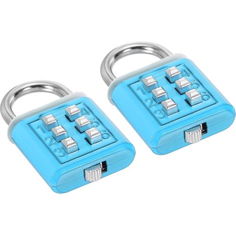 Lot de 2 Cadenas à Combinaison à 6 Chiffres Bleu (1/5)