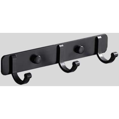 SABIR 1 Pcs Porte Manteau Mural, Patère à Crochets Murale en Aluminium, Crochet Mural Noir, Patères Salle De Bains Solide pour Chambre, Cuisine, Vêtements, Serviette, Chapeau(3 Crochets, Noir) (1/5)