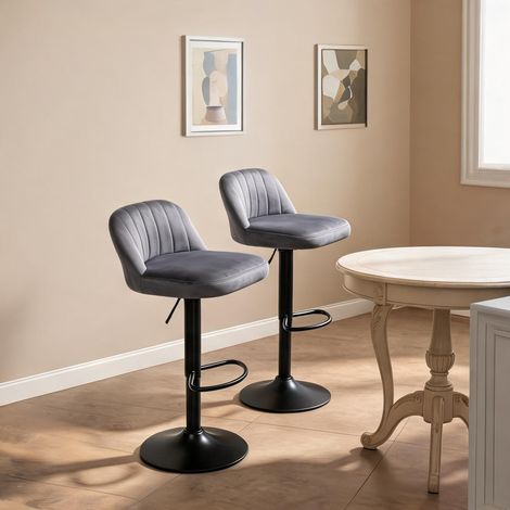 Tabouret de bar design en tissu et métal réglable lot de 2 (1/5)