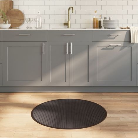 Teppich Rund Dunkelbraun 80 cm Bambus