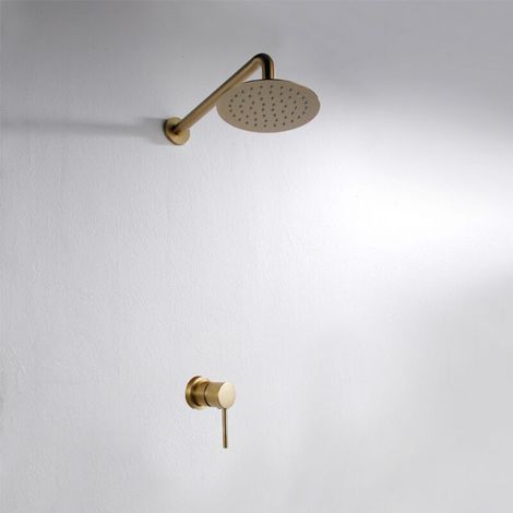 Professionelles Unterputz-Duschsystem, Unterputzmischer aus massivem Messing mit runder Regendusche, Oberfläche in gebürstetem Nickel, für Hotel- und moderne Badezimmer – Alovez