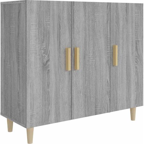 Aparador de madera de ingeniería gris Sonoma 90x34x80 cm vidaXL (1/5)