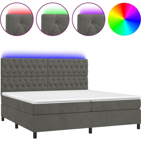 Maison Exclusive - Letto a Molle con Materasso e LED Grigio Scuro 200x200 cm (1/5)