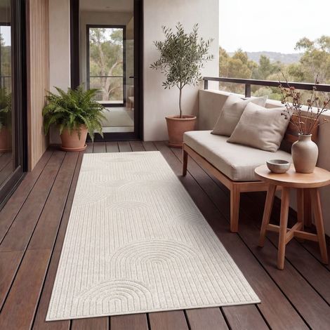Paco Home Tappeto Cucina Esterno Salotto Moderno Balcone Scandinavo Boho Monocolore Crema 80x150 cm