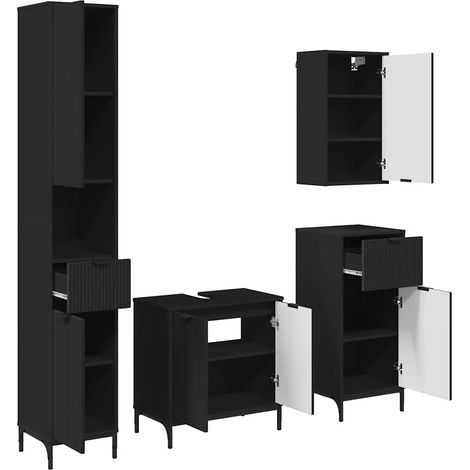Set di mobili per il bagno Nero Legno ingegnerizzato, Metallo vidaXL (1/5)